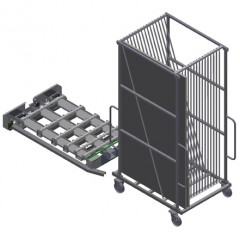 GFW 15 Carro de compartimentos para vidrio GFW 15 + Estación elevadora de cristal GHS 15 elumatec