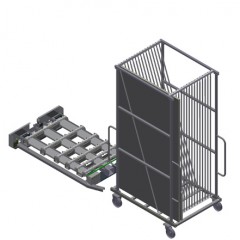 Carrello con scomparti per vetri/per fermavetri GHS 15 Stazione di sollevamento vetri GHS 15 + Carrello portavetro GFW 15 elumatec